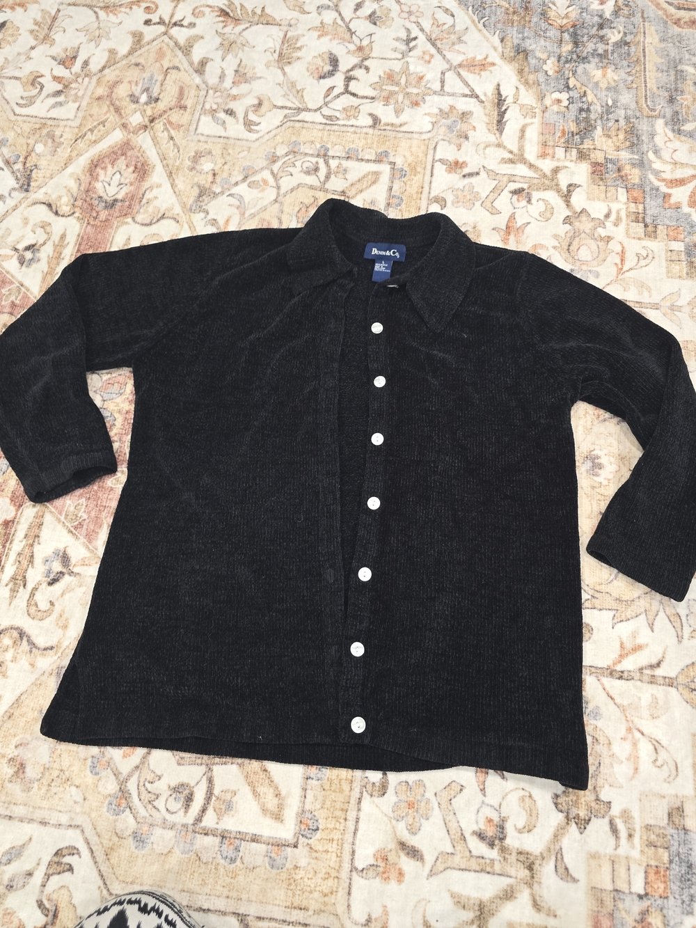 Vintage Denim&Co Black Chenille Button Down Jacket